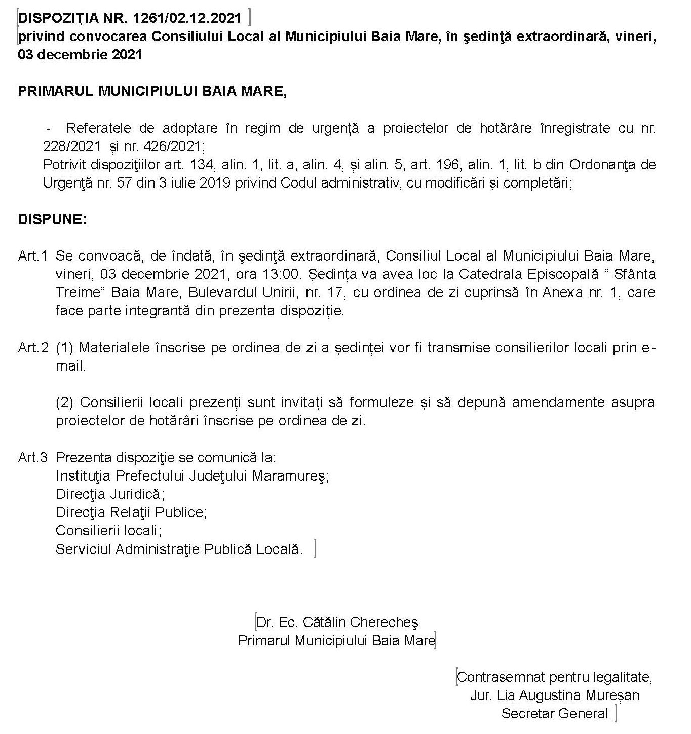 Dispozitie sedinta Consiliu Local